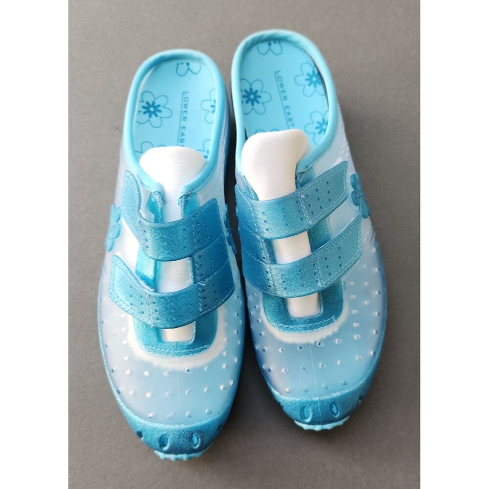 Lower East Side Jelly Flats Size 10 Blue Shoes Y2K Slides Vegan Casual Shoe